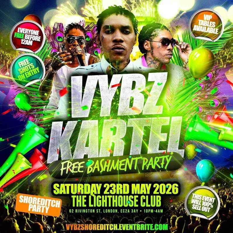 Vybz Kartel - Free Bashment Party - Everyone Free Before 12AM event poster