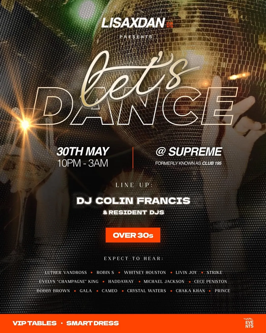 Lets Dance 80s & 90s Essex event poster