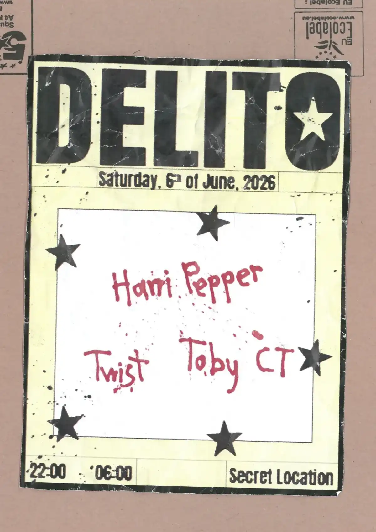 Delito with Harri Pepper and Twist event poster