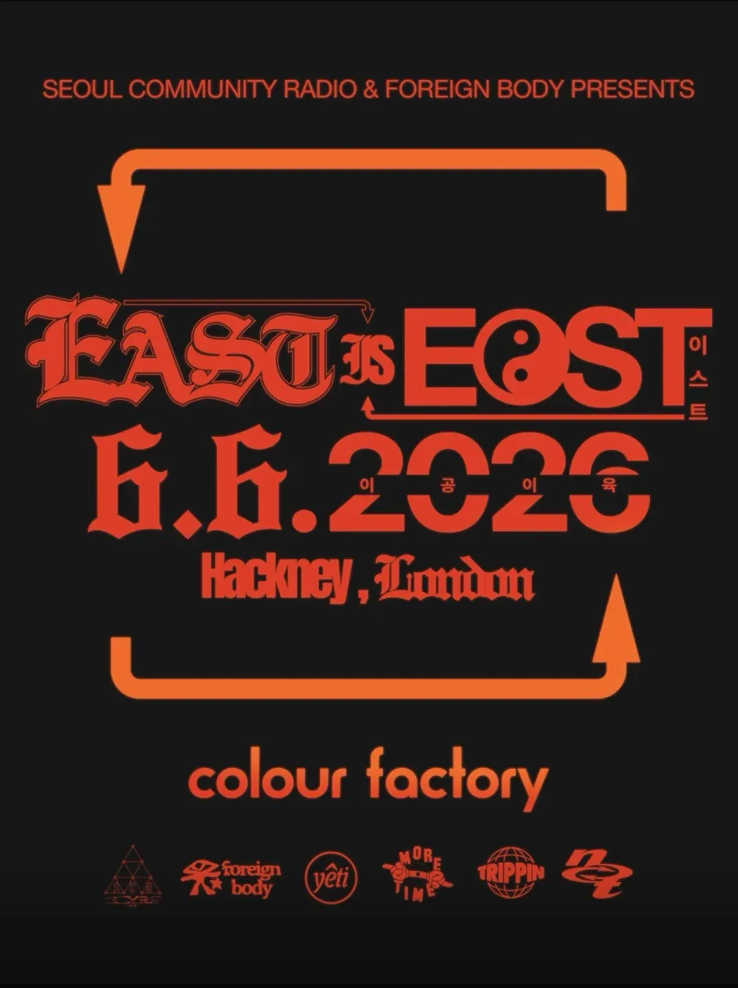 EAST IS TƧAƎ: Seoul Community Radio x More Time Records x Yeti Out x foreign body x Trippin event poster