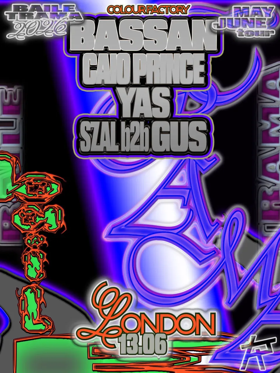 BAILE TRAMA with Caio Prince, BASSAN, YAS event poster