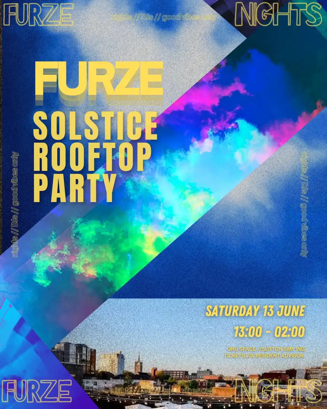 FURZE on the ROOFTOP: Summer Solstice Day Party event poster