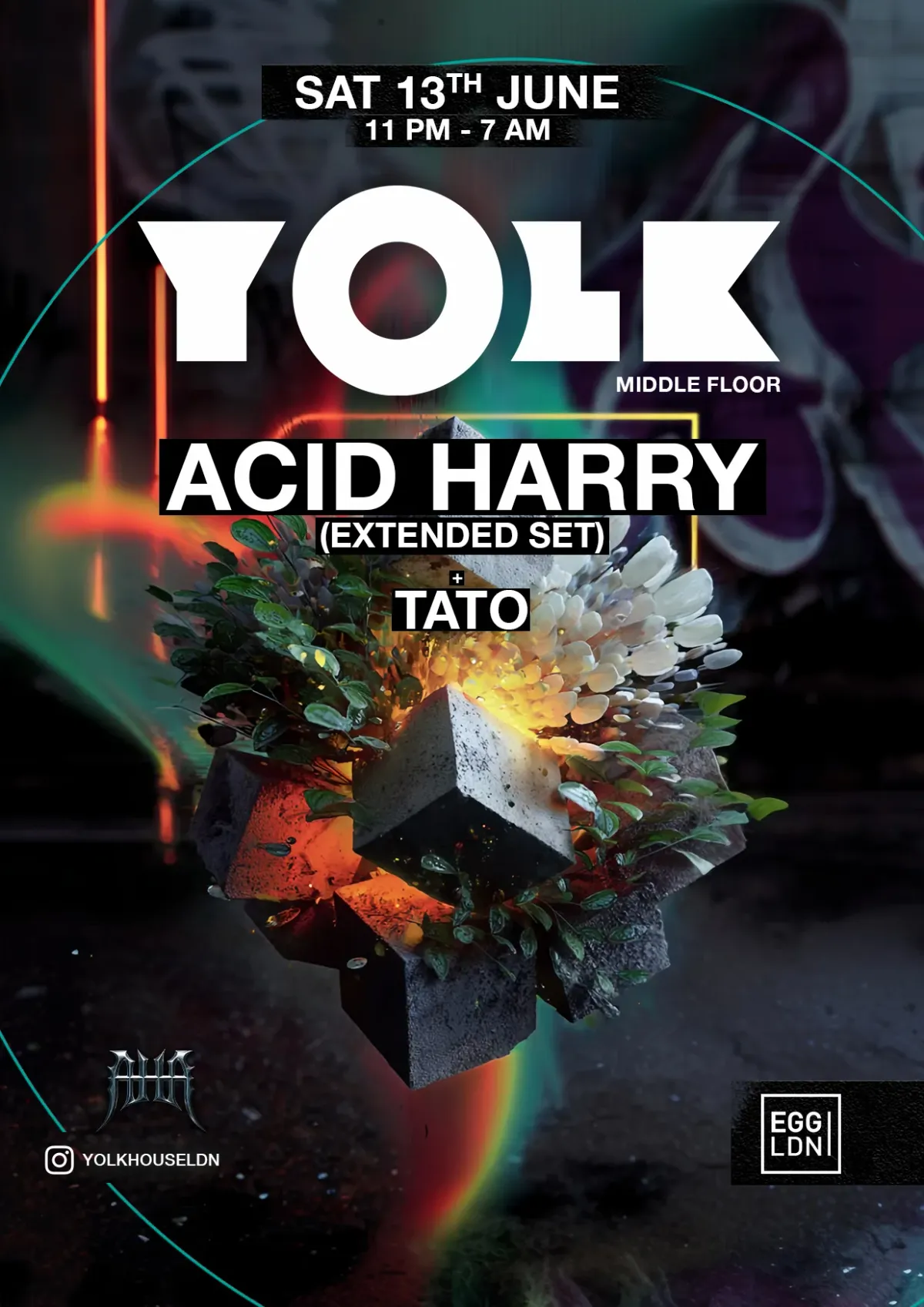 YOLK pres ACID HARRY (House + Tech-House) @EGG LDN event poster