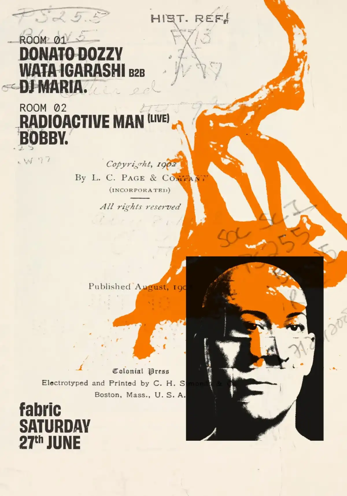 fabric: Donato Dozzy, Wata Igarashi, DJ Maria, Radioactive Man (Live), Bobby event poster