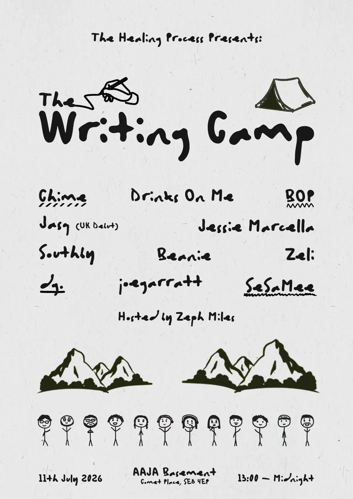 The Healing Process 012: The Writing Camp event poster