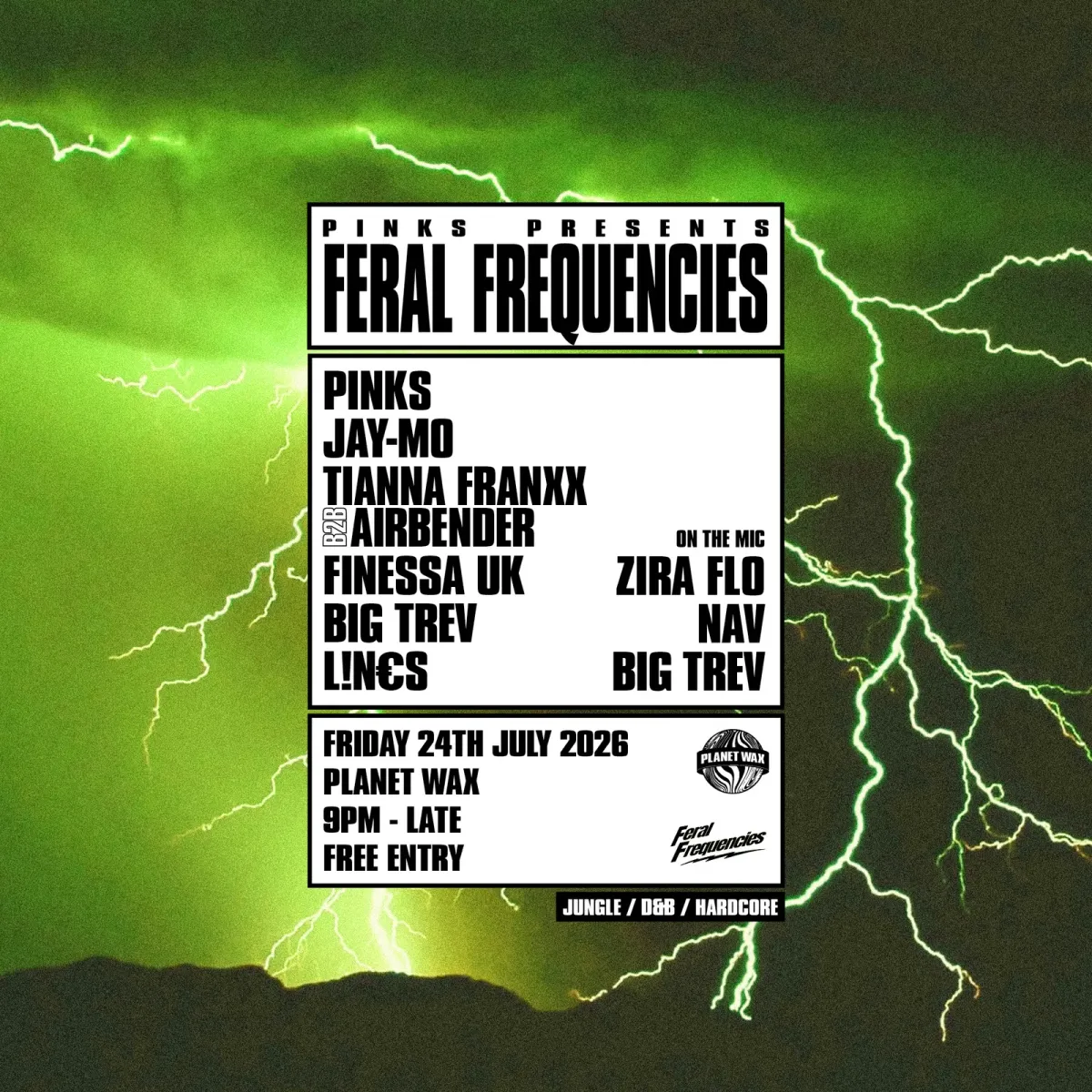 PINKS PRESENTS: FERAL FREQUENCIES LAUNCH PARTY event poster