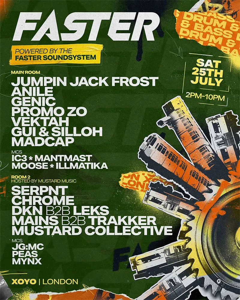 FASTER DnB - XOYO event poster