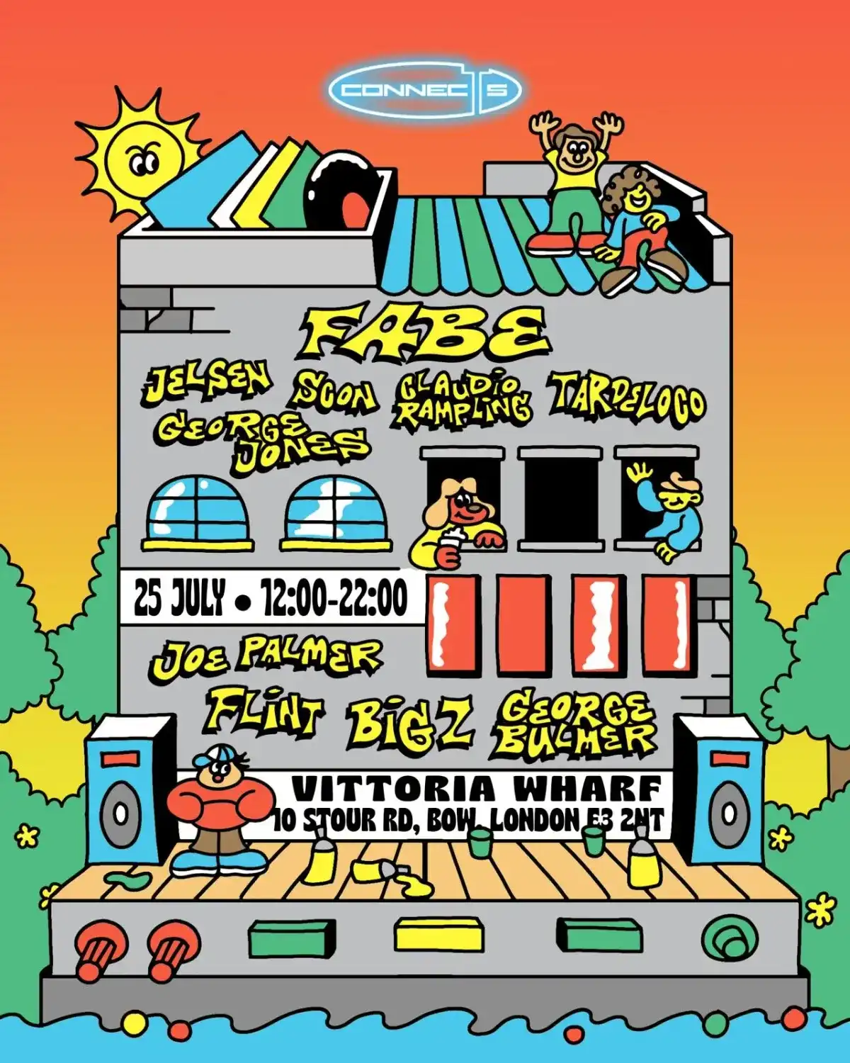 Connects at Vittoria Wharf with Fabe, Tardeloco, + many more event poster