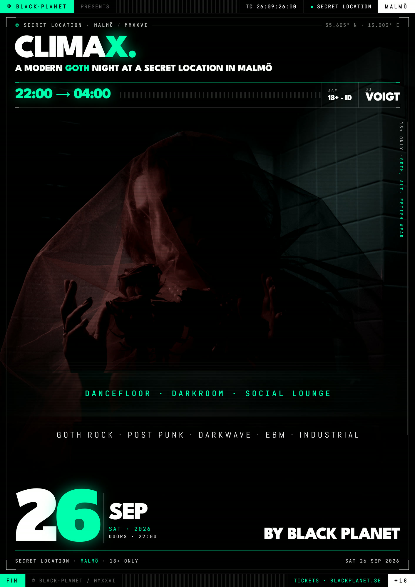 Climax (Malmö) - Goth club night - September 26 event poster