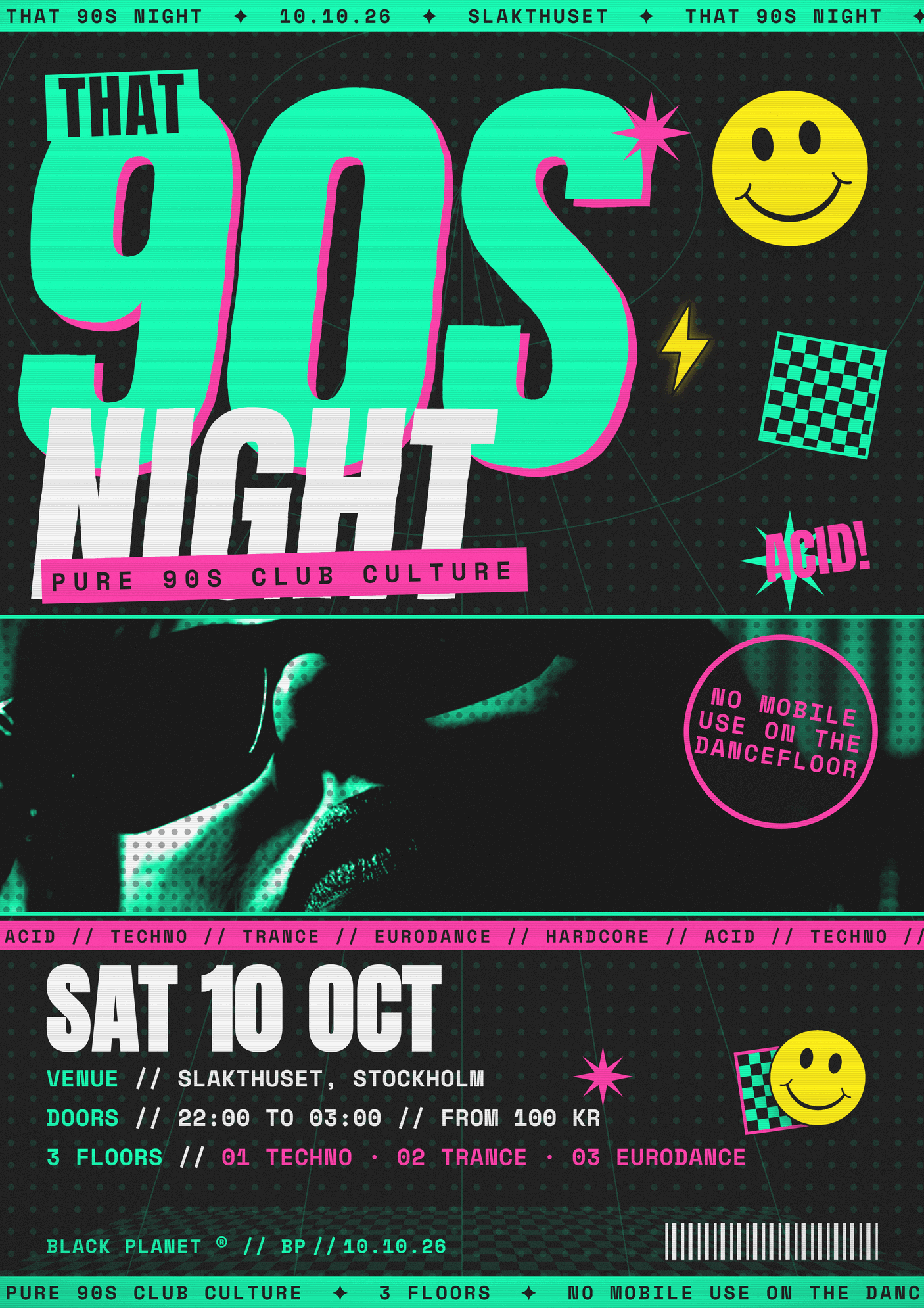 That 90s night - 90s techno, trance, eurodance in 3 floors event poster