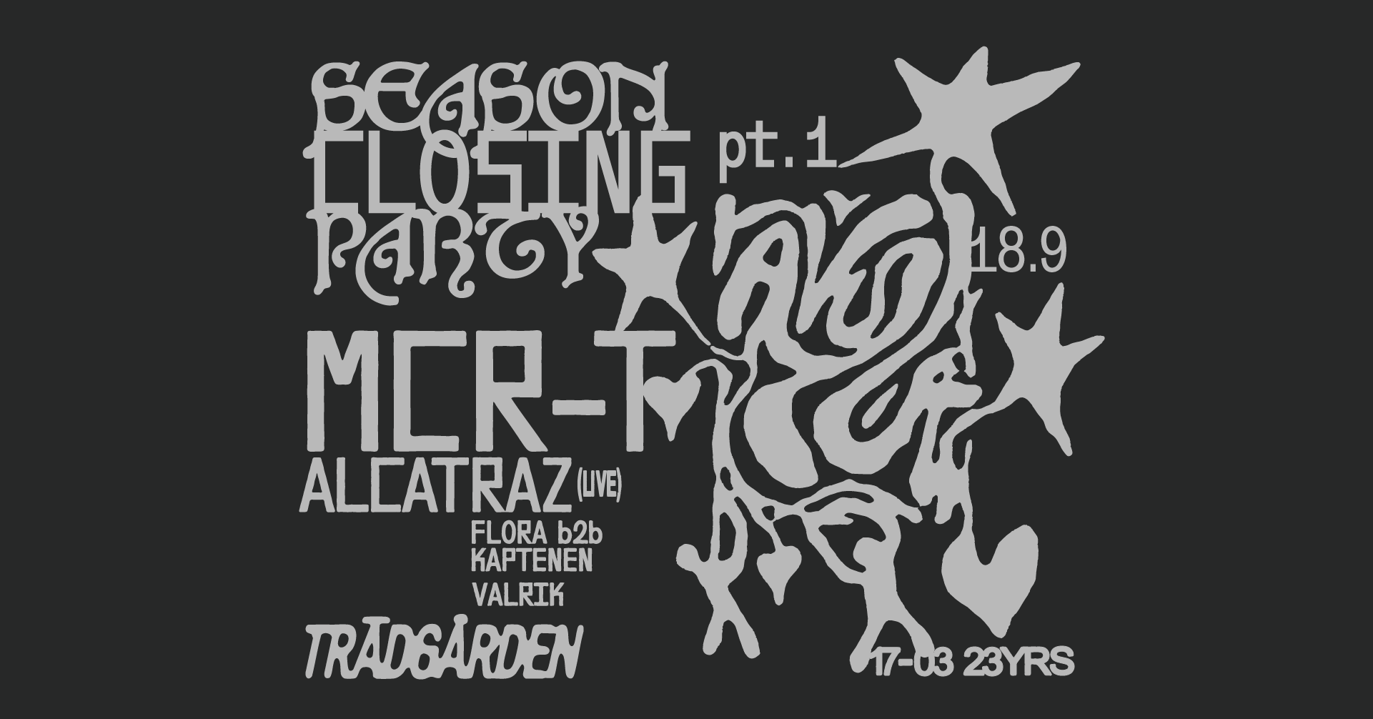 Trädgården CLOSING FRIDAY event poster