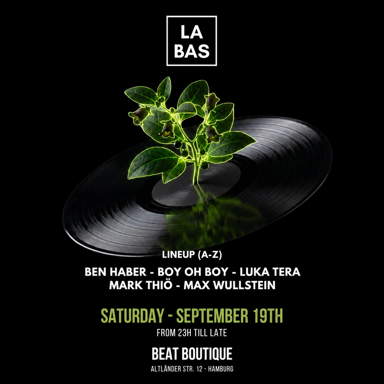 La Bas House Night event poster
