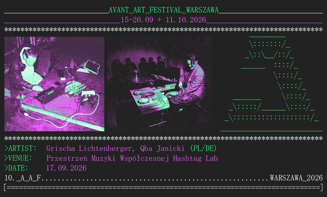 Grischa Lichtenberger, Qba Janicki - Avant Art Festival event poster