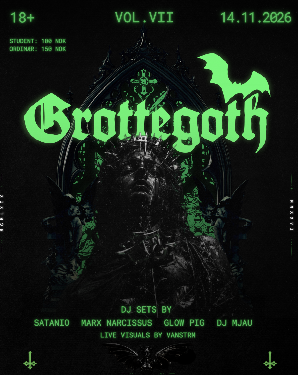 Grottegoth - vol. VII - Live VJ VANSTRM event poster