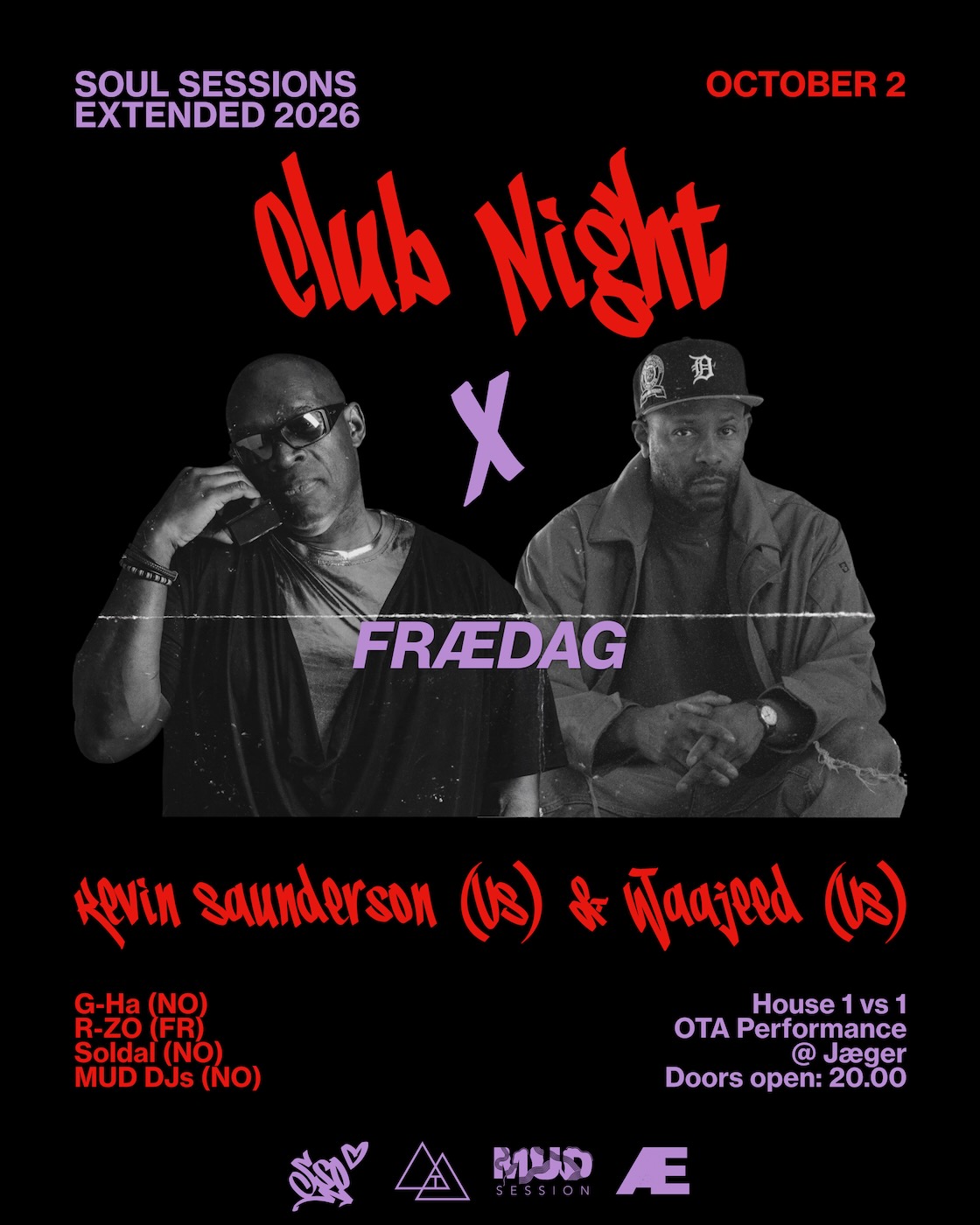 Frædag x MUD X SSO: Kevin Sanderson + Waajeed + R-ZO event poster