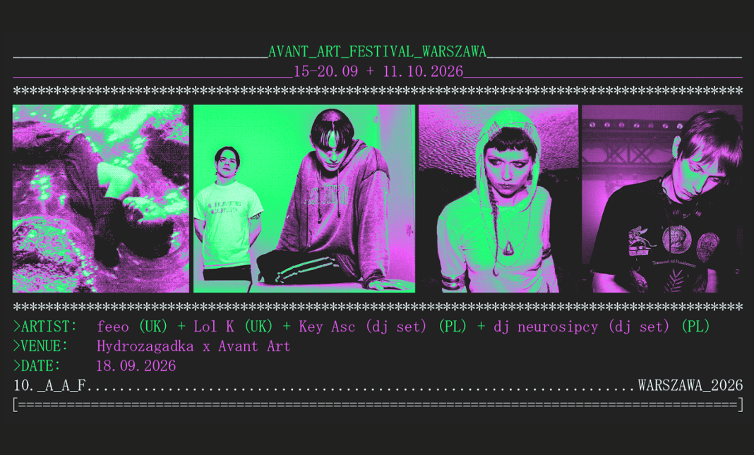 feeo, Lol K, Key Asc, dj neurospicy - Avant Art event poster