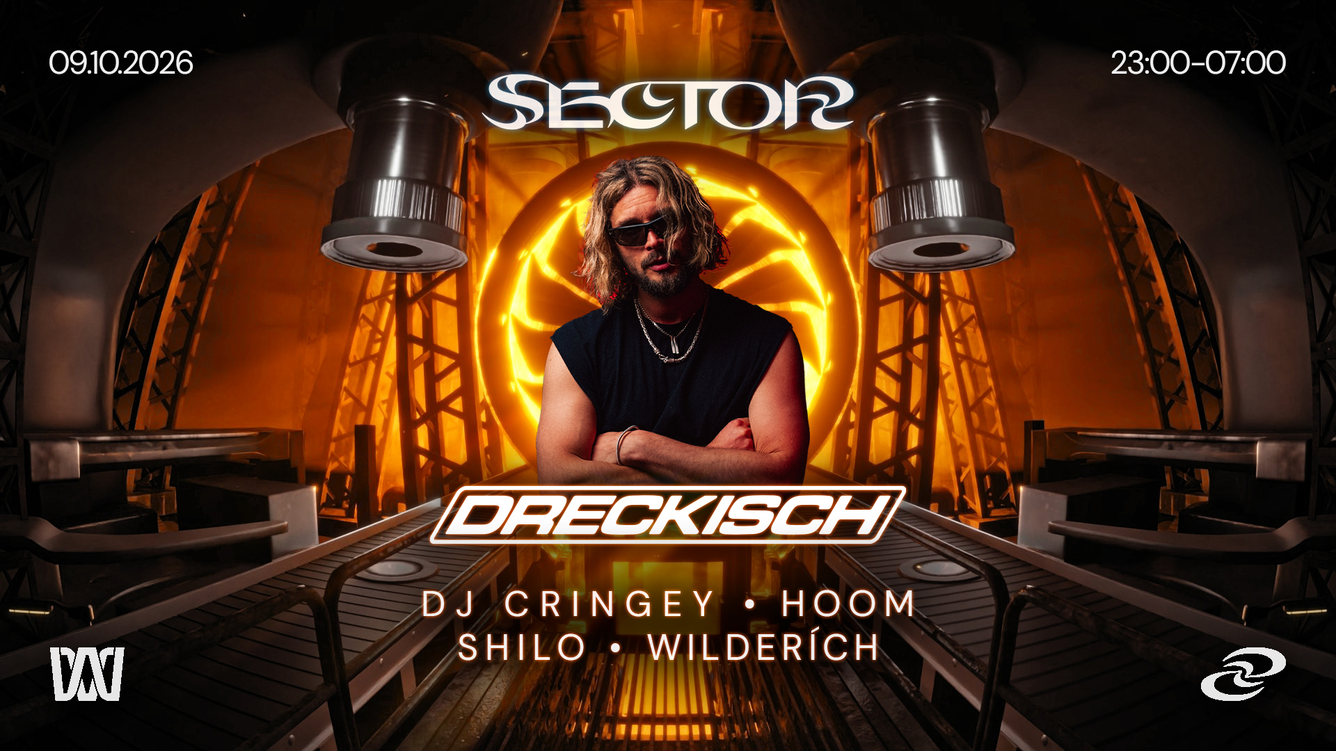 SECTOR BOUNCE EDITION with DJ DRECKISCH, DJ Cringey, WILDERÍCH, HOOM & Shilo event poster