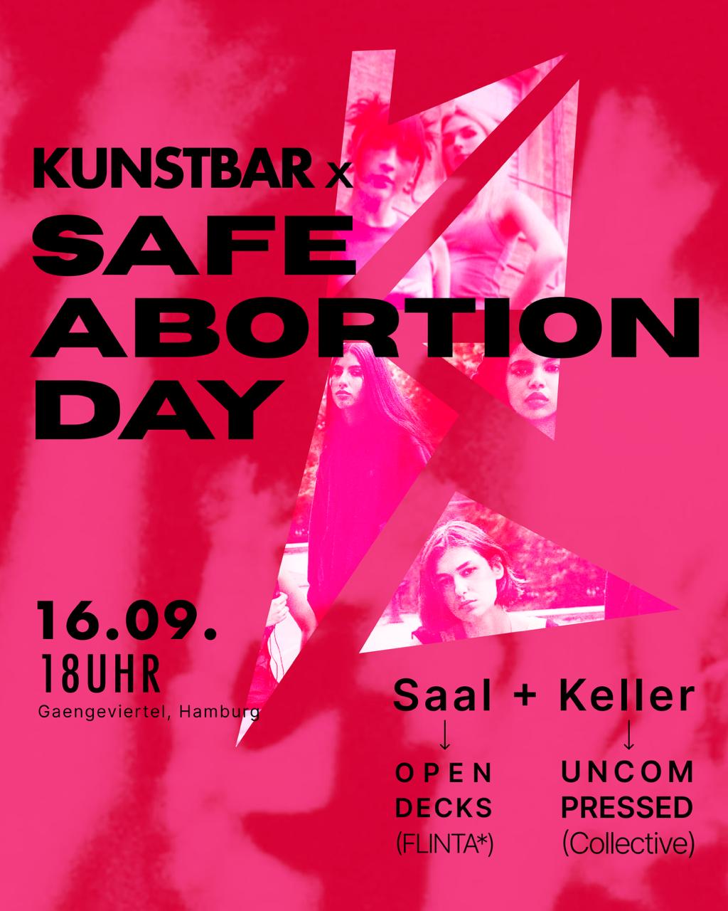 DANS Kunstbar x Safe Abortion Day Pre-abend event poster