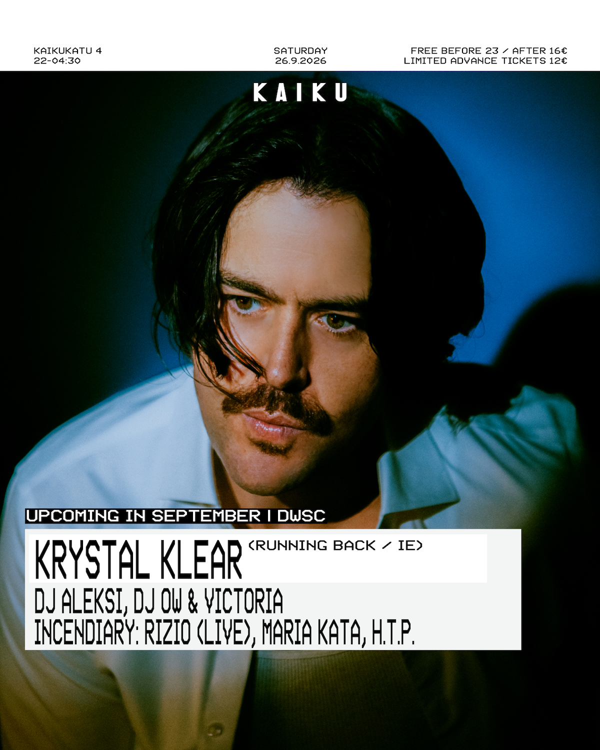 DWSC: Krystal Klear (IE) event poster
