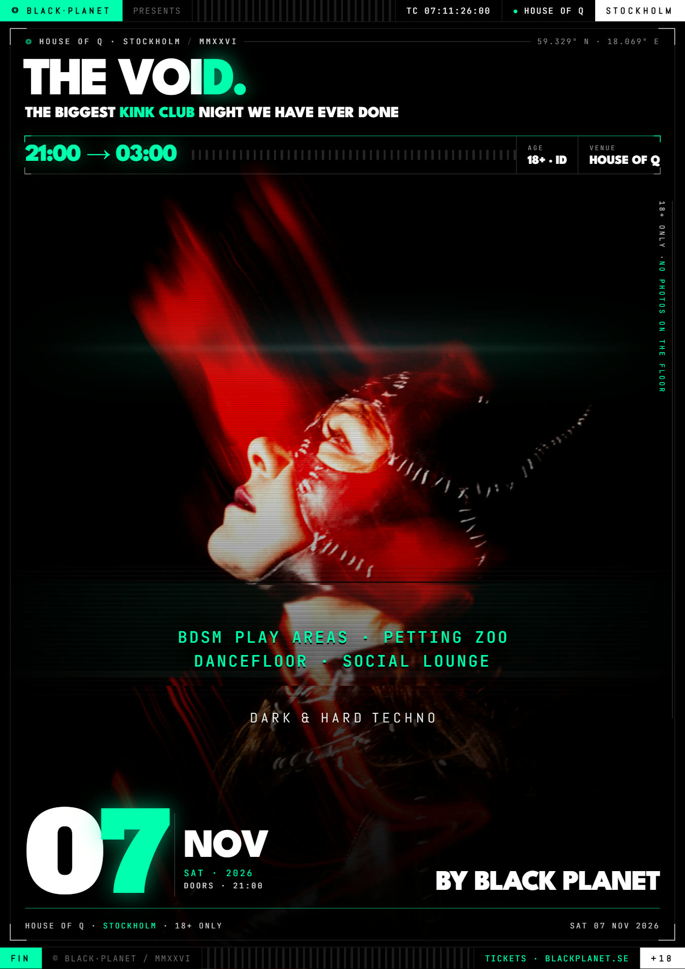 The Void - Hard Techno + BDSM play areas event poster