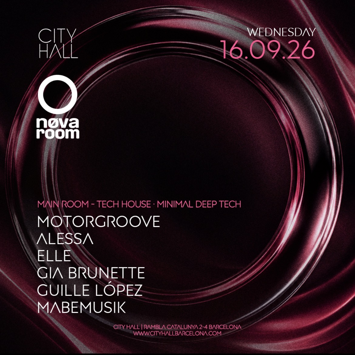 City Hall pres. NØVAROOM || Wednesday || DOWNLOAD YOUR FREE PASS event poster