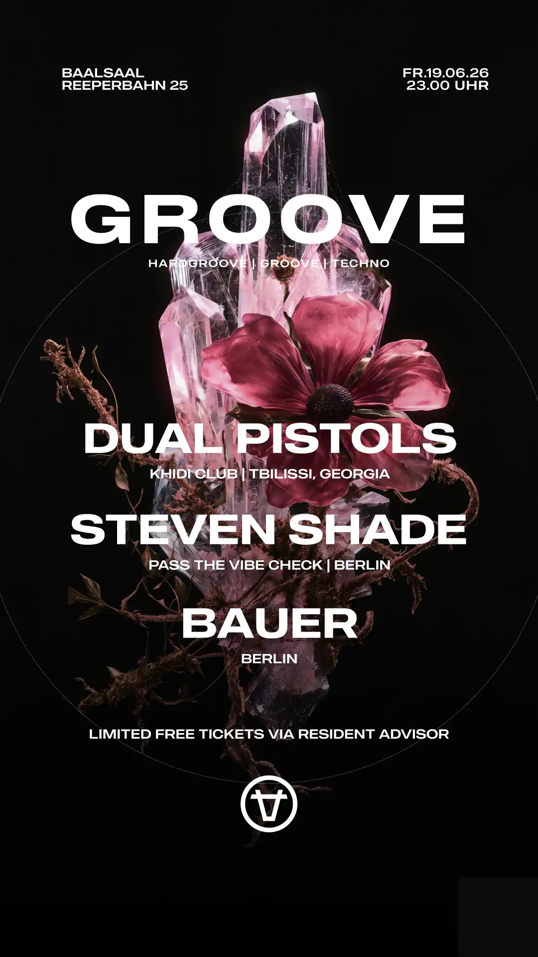 Groove w/ Dual Pistols (KHIDI - Georgia), Steven Shade (Berlin) & BAUER (Berlin) event poster