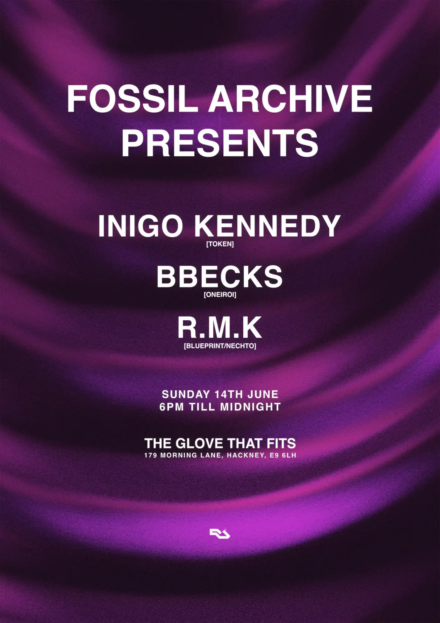 Fossil Archive presents: Inigo Kennedy, bbecks, R.M.K event poster