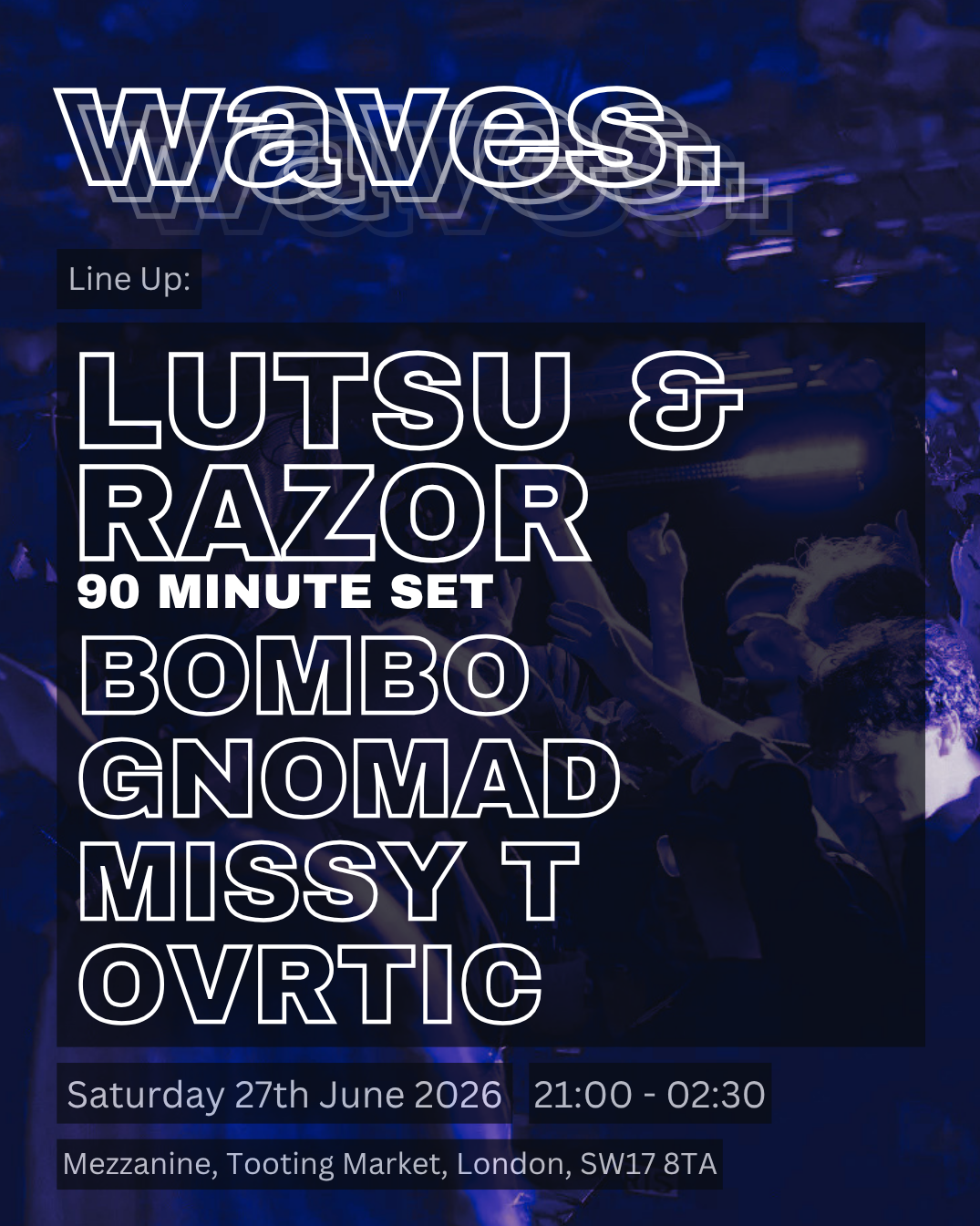 Waves x Mezzanine event poster