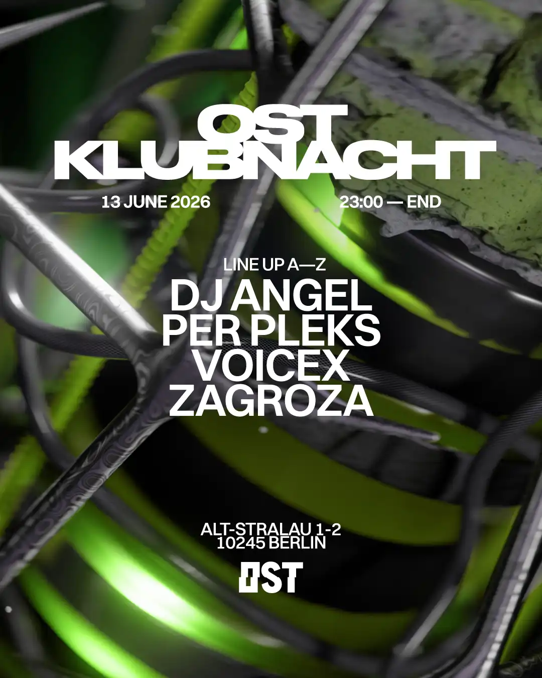 OST Klubnacht w. Per Pleks, DJ Angel, ZAGROZA, VOICEX event poster