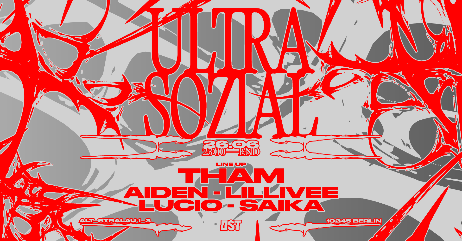 Ultra Sozial by Tham w. Aiden, SAIKA, LILLIVEE event poster