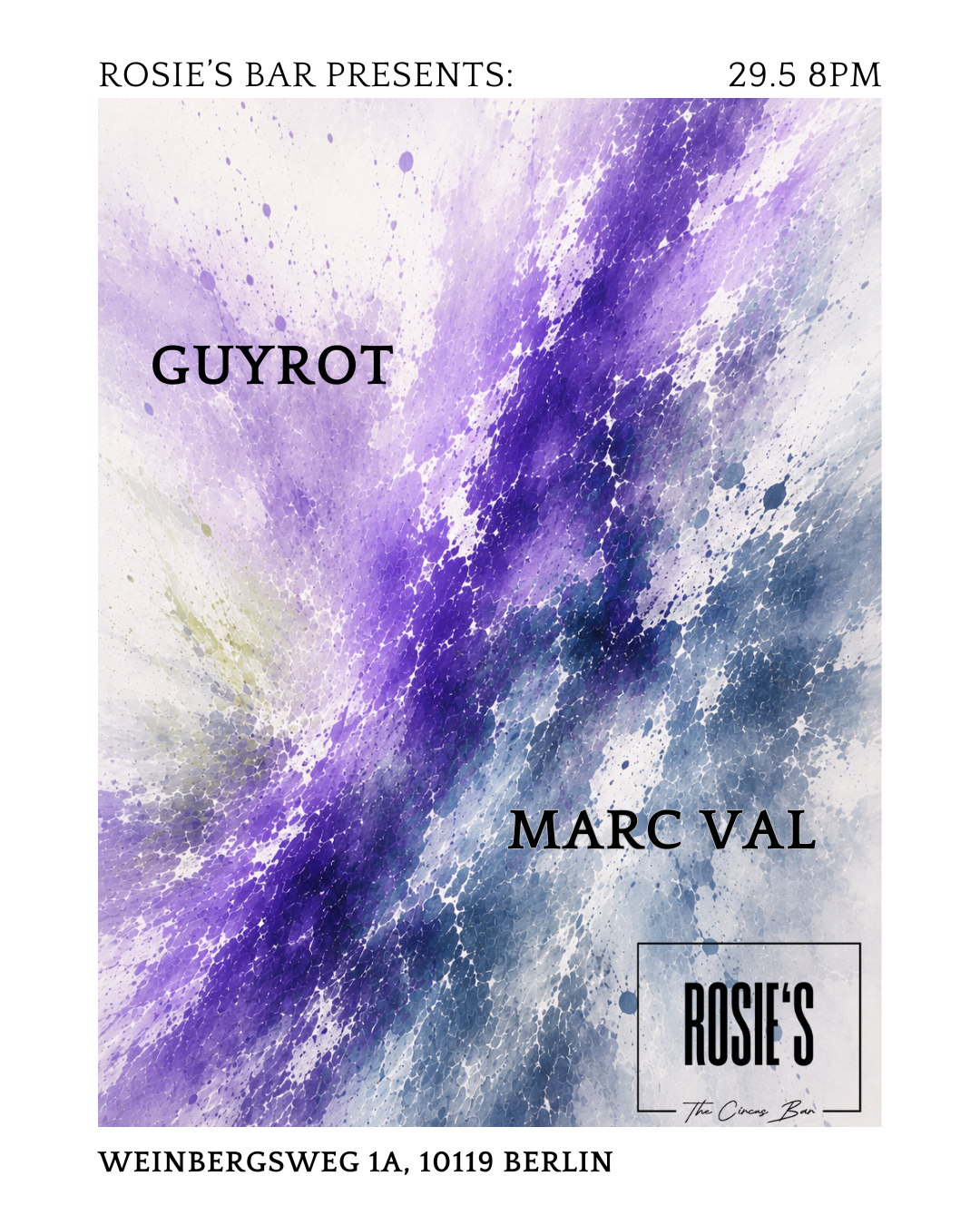 Rosie's Bar presents: Guyrot & Marc Val event poster