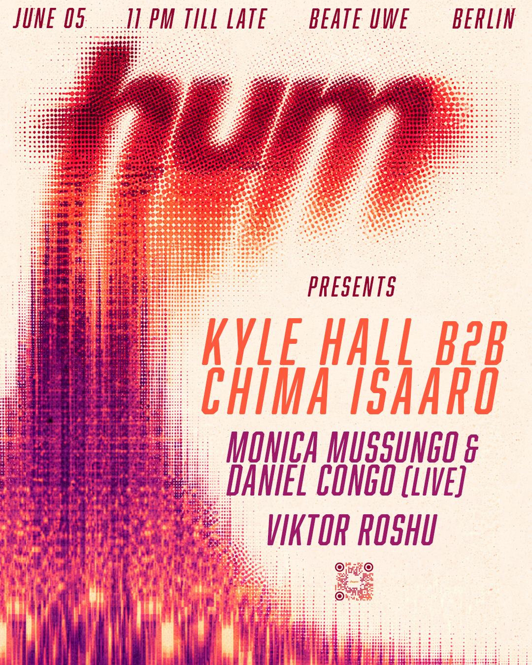 Hum presents Kyle Hall b2b Chima Isaaro, Monica Mussungo & Daniel Congo (live), Viktor Roshu event poster
