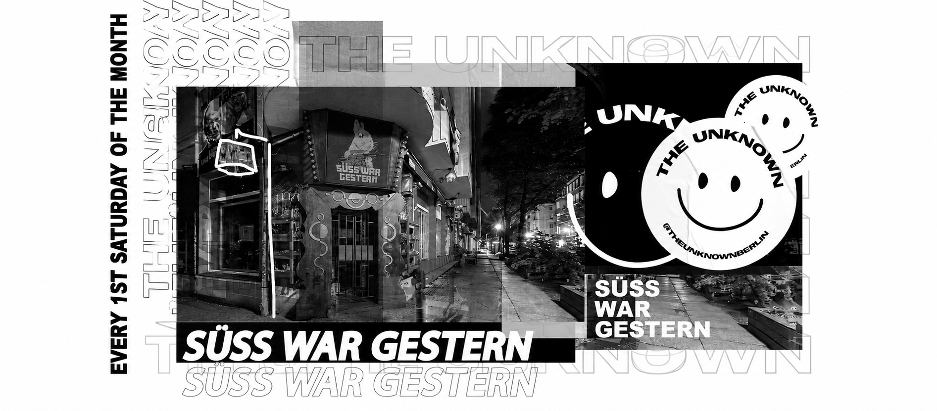 THE UNKNOWN (𝘍𝘙𝘌𝘌 𝘌𝘕𝘛𝘙𝘠 𝘜𝘕𝘛𝘐𝘓 22:00 ⟶ 𝘛𝘏𝘙𝘌𝘌 𝘍𝘓𝘖𝘖𝘙𝘚) event poster