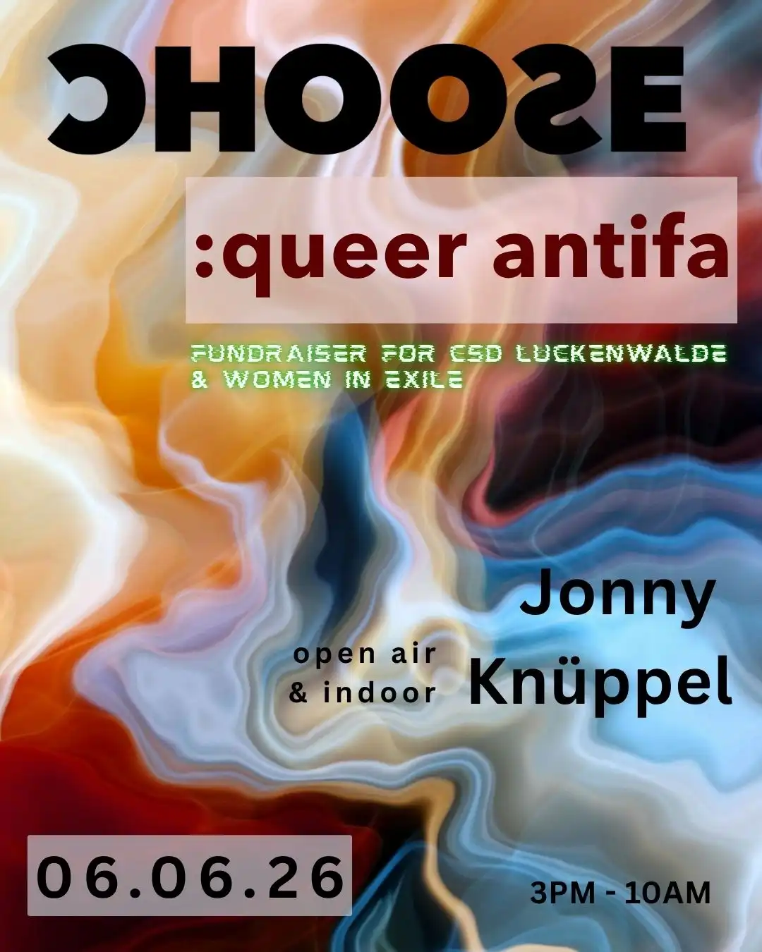 CHOOSE: queer antifa event poster