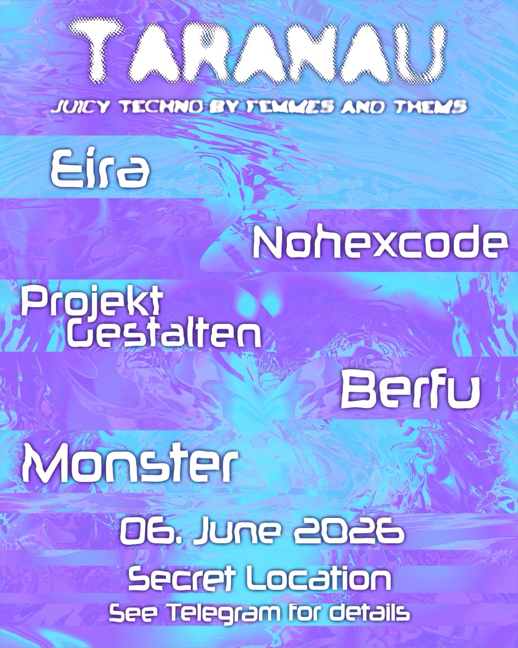 Taranau at Secret Location event poster