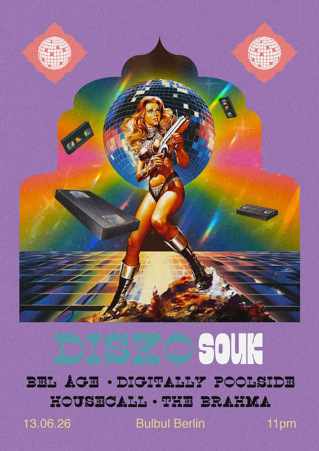 Disko Souk: Housecall, digitally poolside, Bel Âge, The Brahma event poster