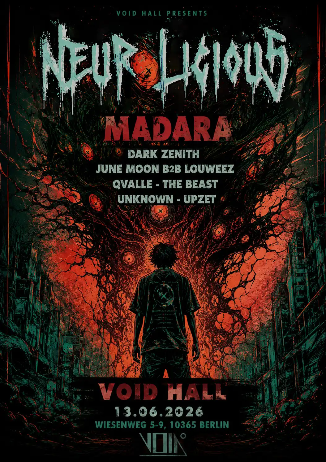 Neurolicious with Madara, June Moon b2b Louweez, Qvalle, Unknown, Upzet, The Beast, Dark Zenith event poster