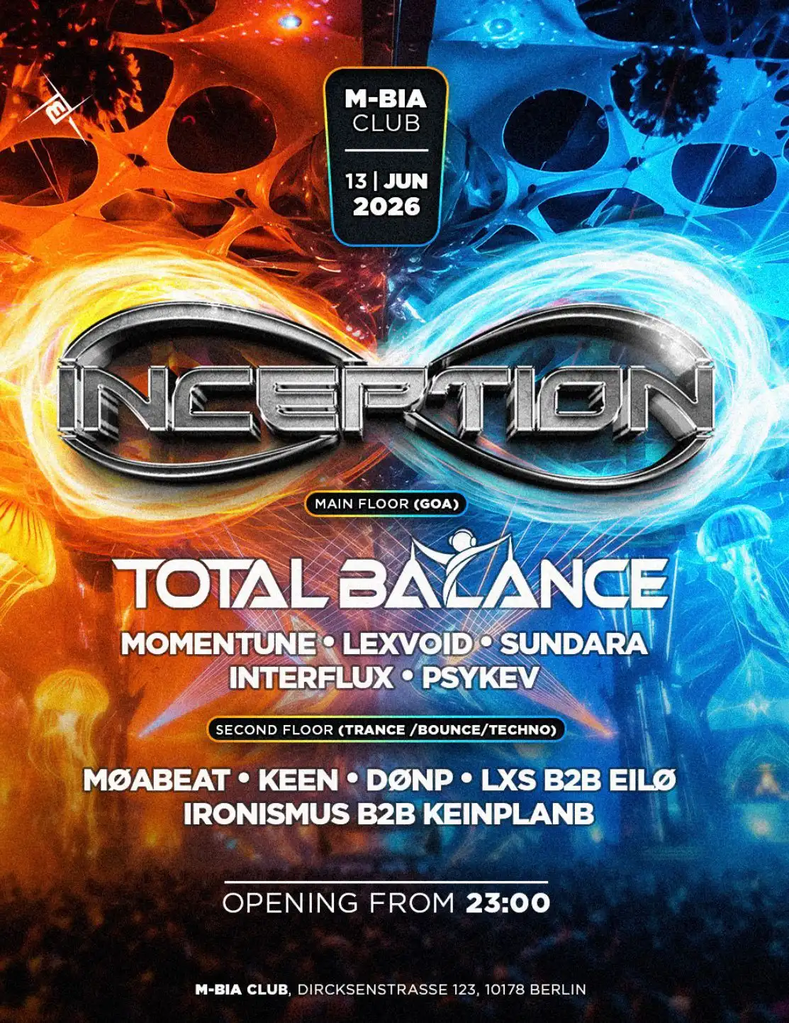 INCEPTION with Total Balance| 2 FLOORS - GOA & TECHNO event poster