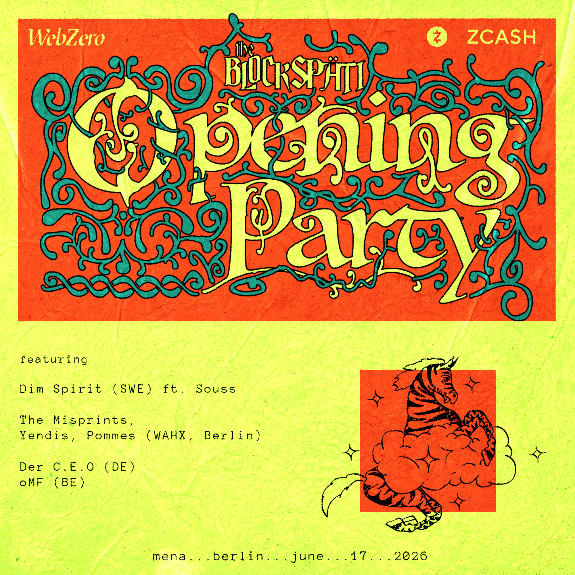 SPÄTI RAVE: Opening with Dim Spirit, the misprints , Yendis, Pommes (WAHX) event poster