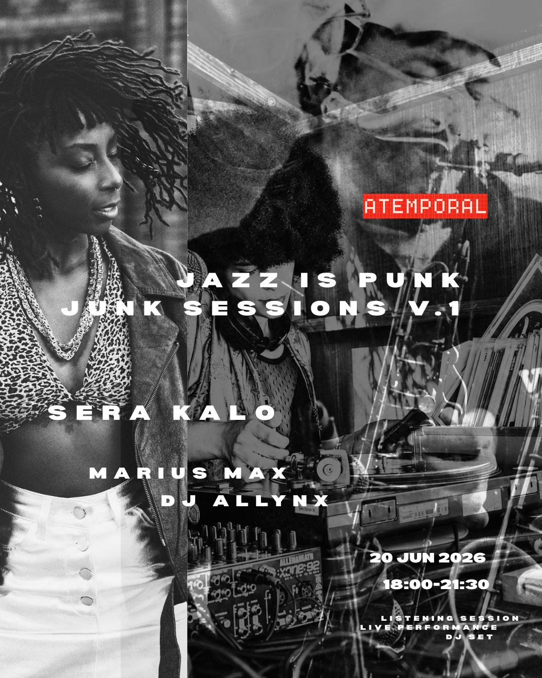 JUNK SESSIONS Atemporal x Sera Kalo event poster