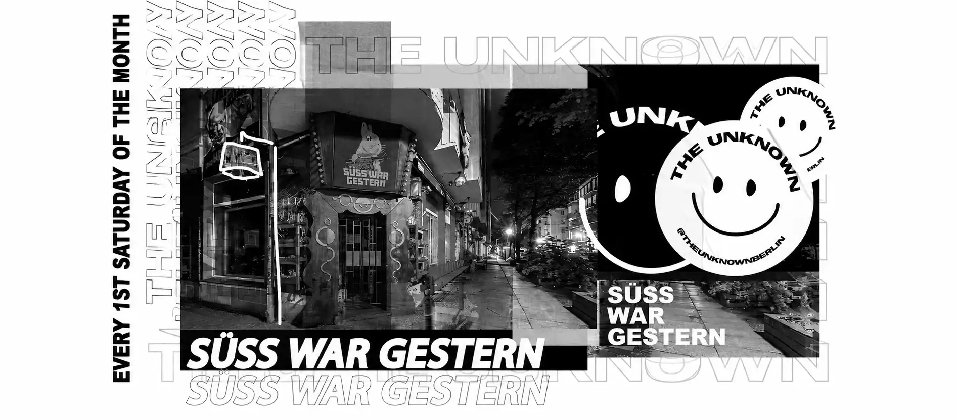 THE UNKNOWN (𝘍𝘙𝘌𝘌 𝘌𝘕𝘛𝘙𝘠 𝘜𝘕𝘛𝘐𝘓 22:00 ⟶ 𝘛𝘏𝘙𝘌𝘌 𝘍𝘓𝘖𝘖𝘙𝘚) event poster