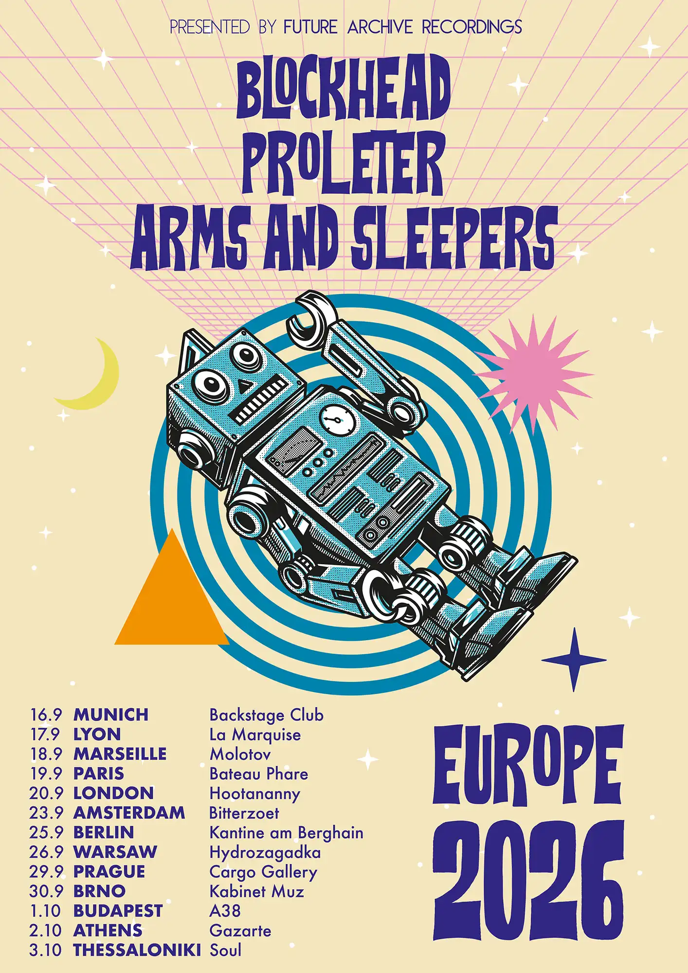 Blockhead, ProleteR, Arms and Sleepers event poster