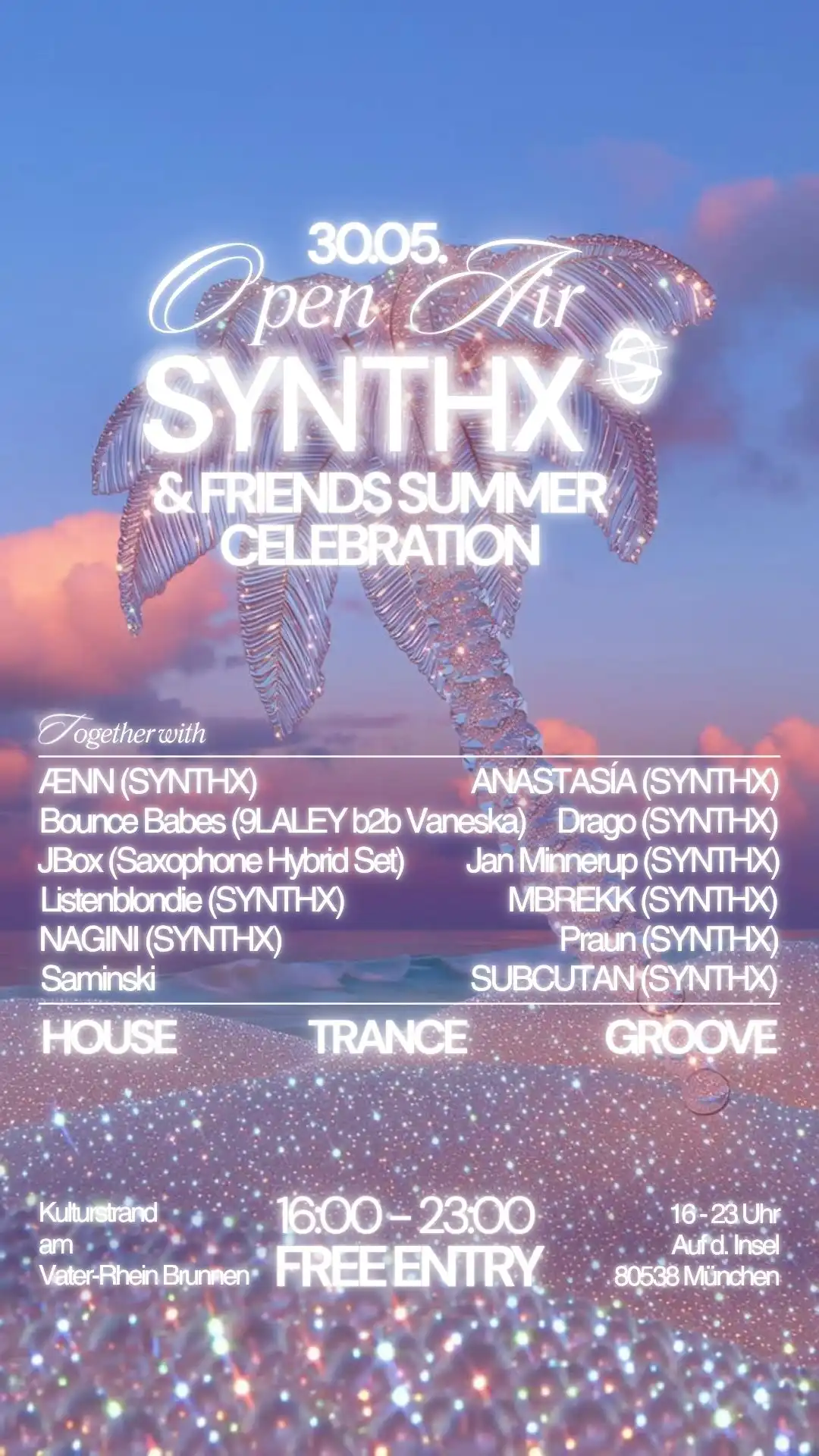 Free Open Air - SYNTHX & FRIENDS SUMMER CELEBRATION event poster