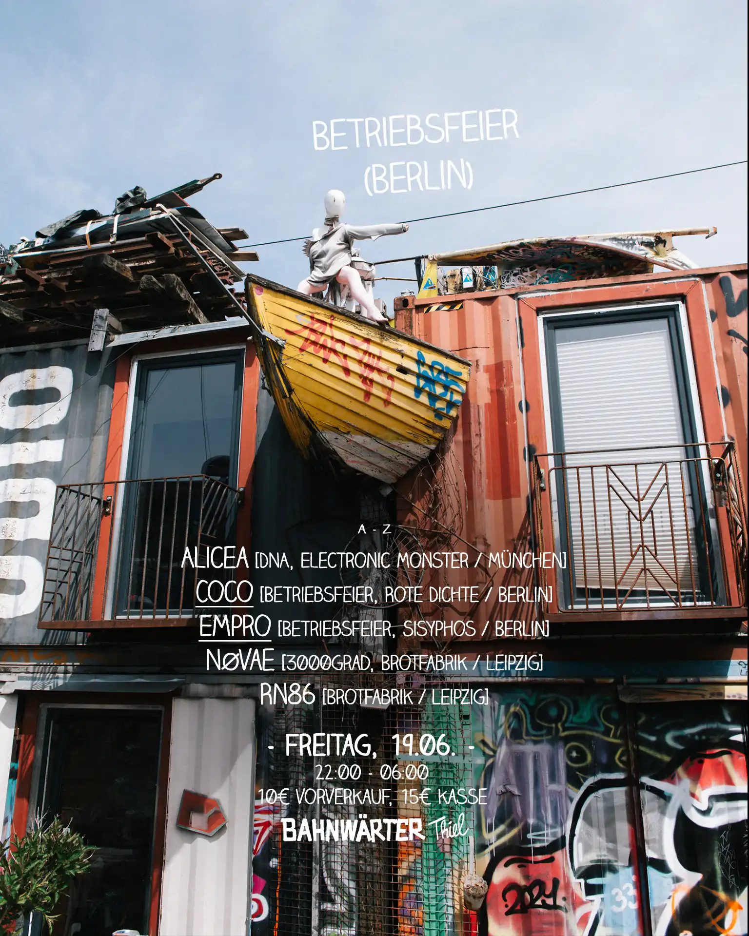 Betriebsfeier (Berlin) mit Coco & Empro | Bahnwärter Thiel event poster