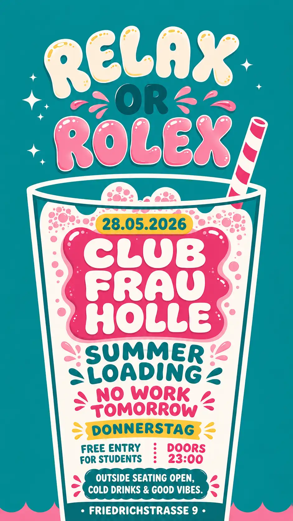 RELAX or ROLEX event poster