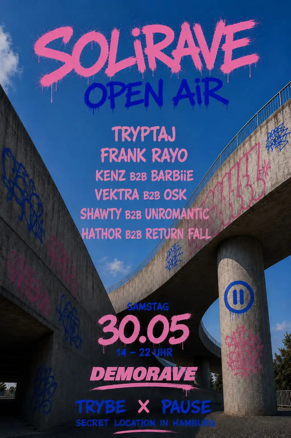 Trybe X Pause: Demorave Solirave (Open Air) event poster