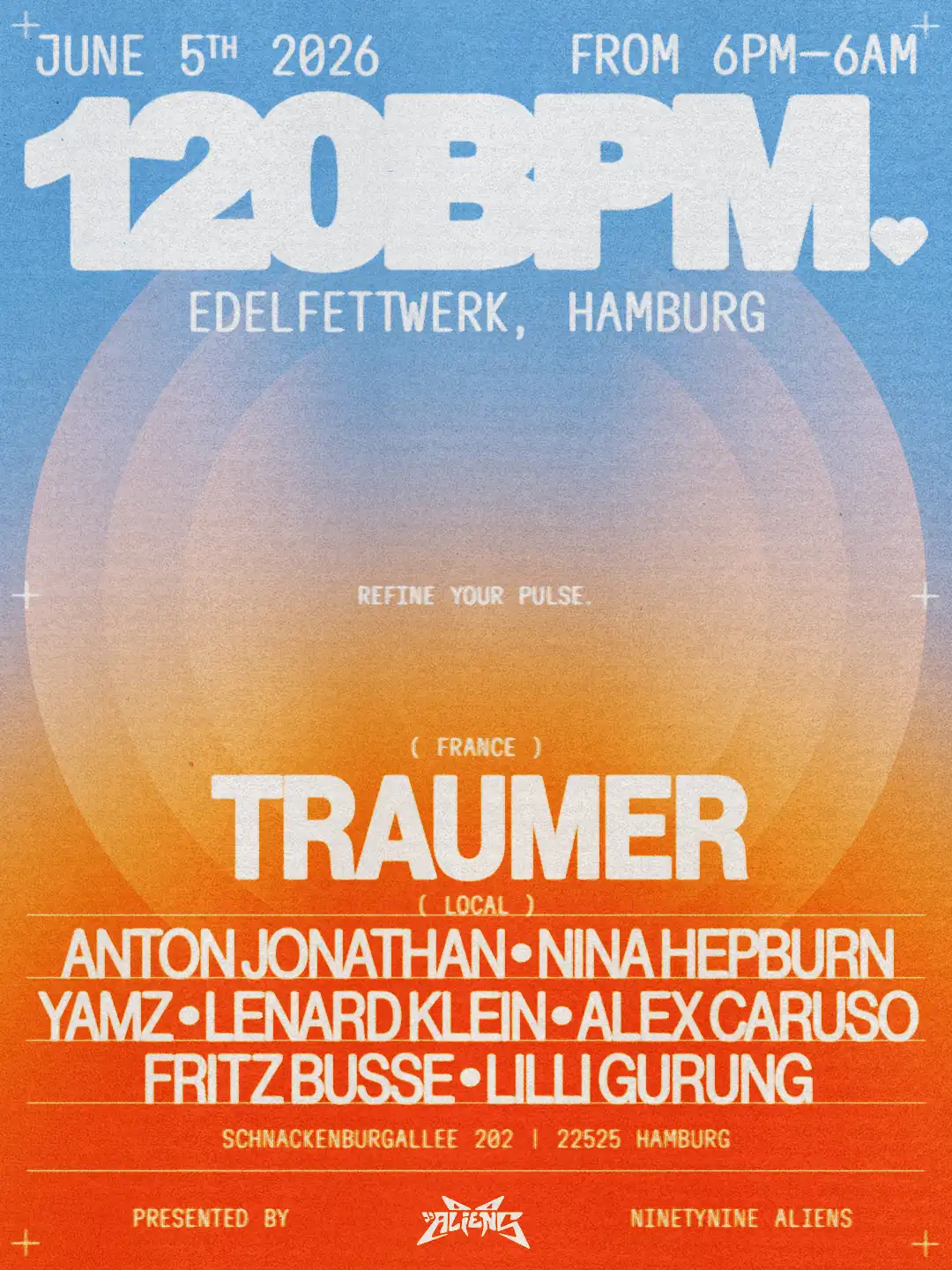120BPM Day & Night pres. Traumer event poster