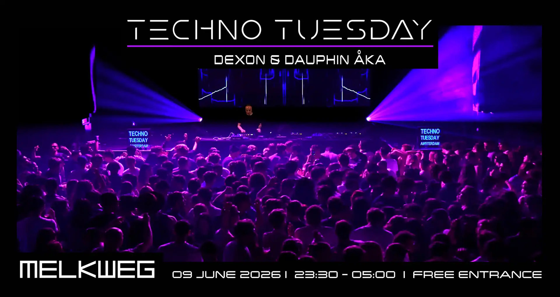 Techno Tuesday Amsterdam, Dexon, Dauphin Aka event poster