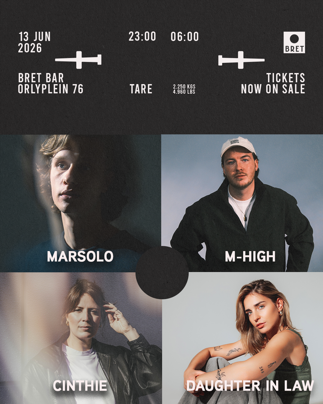 Cinthie, Daughter In Law, Marsolo & M-High event poster