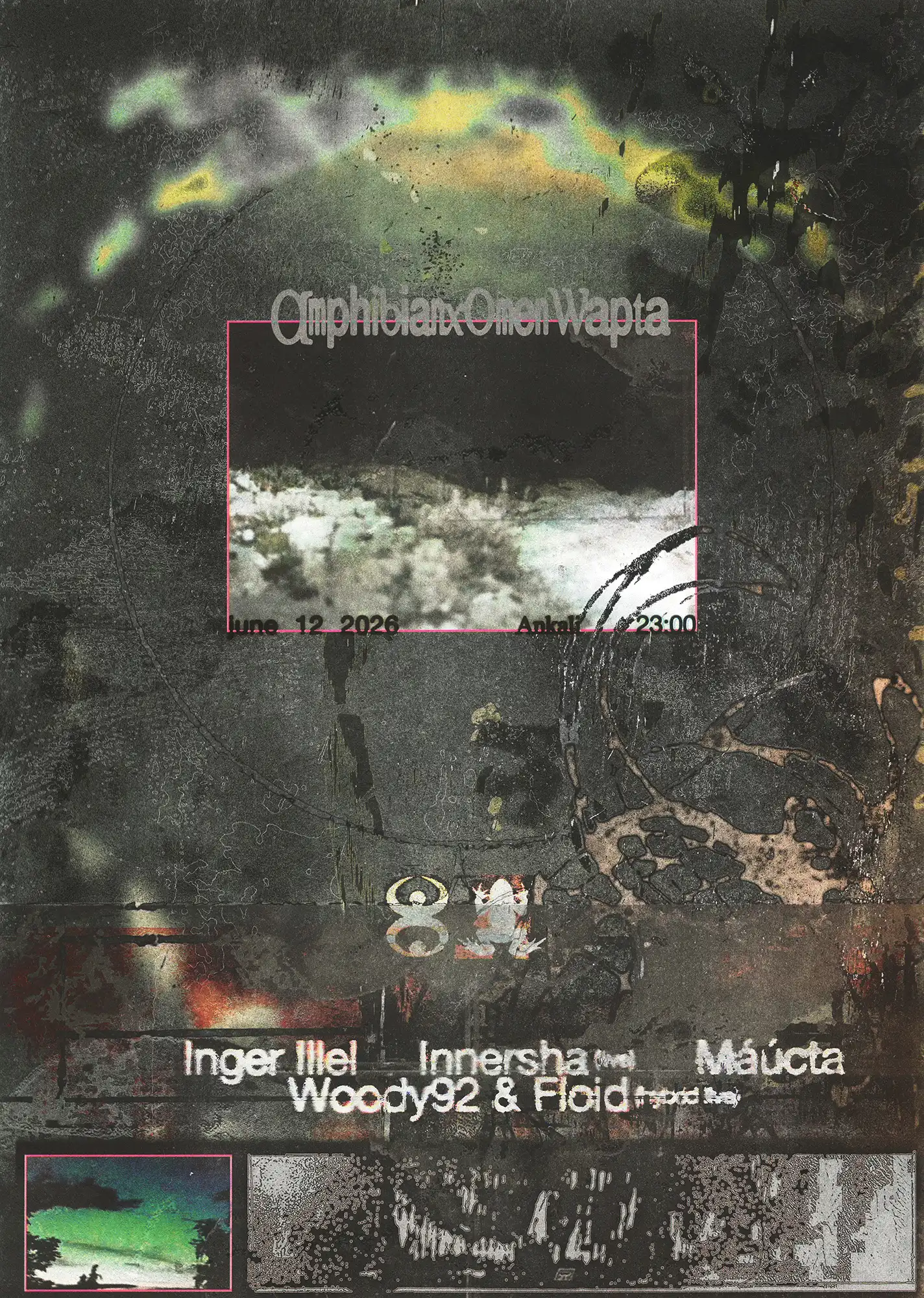 Amphibian x Omen Wapta event poster